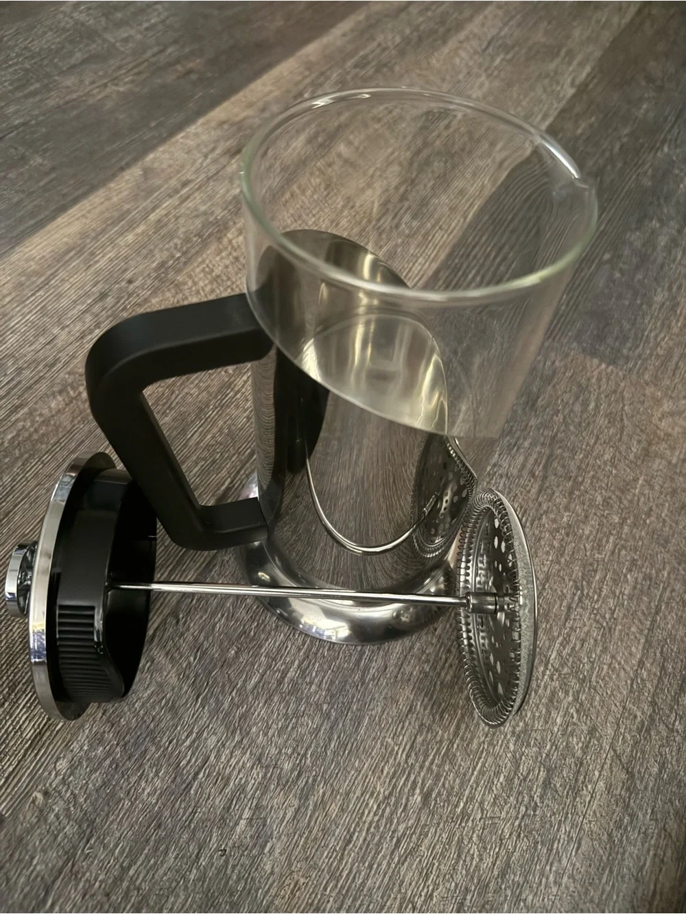 Stainless Steel and Glass French Press Coffee Maker - Black Handle